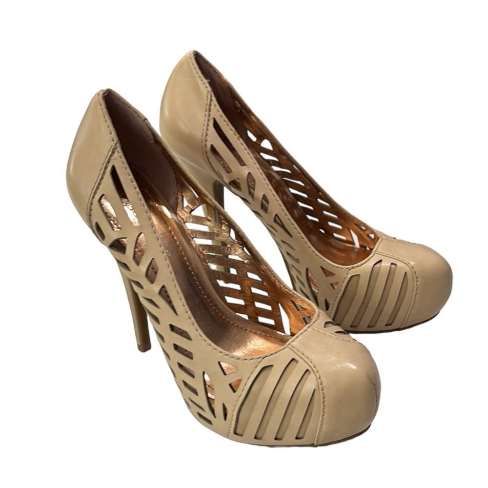 BCBGeneration Women's Elba Mojave Vachetta Beige Tan Stiletto Heels Aztec 8B